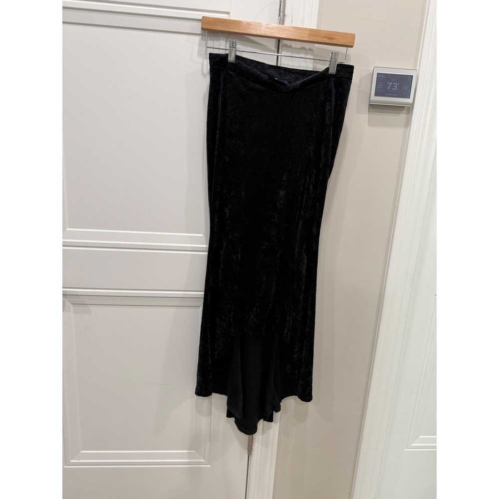 Morbid Threads Black Crushed Velvet High Low Maxi Skirt Gothic Grunge Vintage